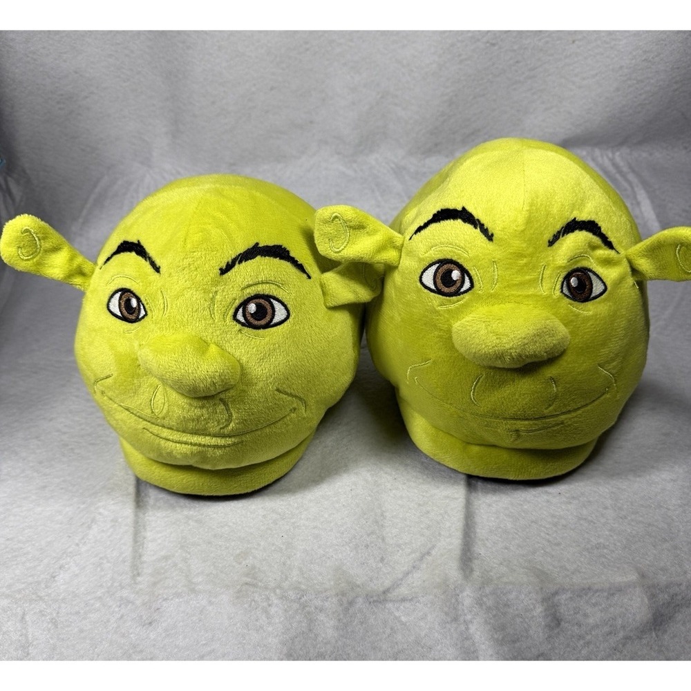 Dreamworks Shrek Plush Head Slippers L XL Ogre Face Novelty House Shoes Adult